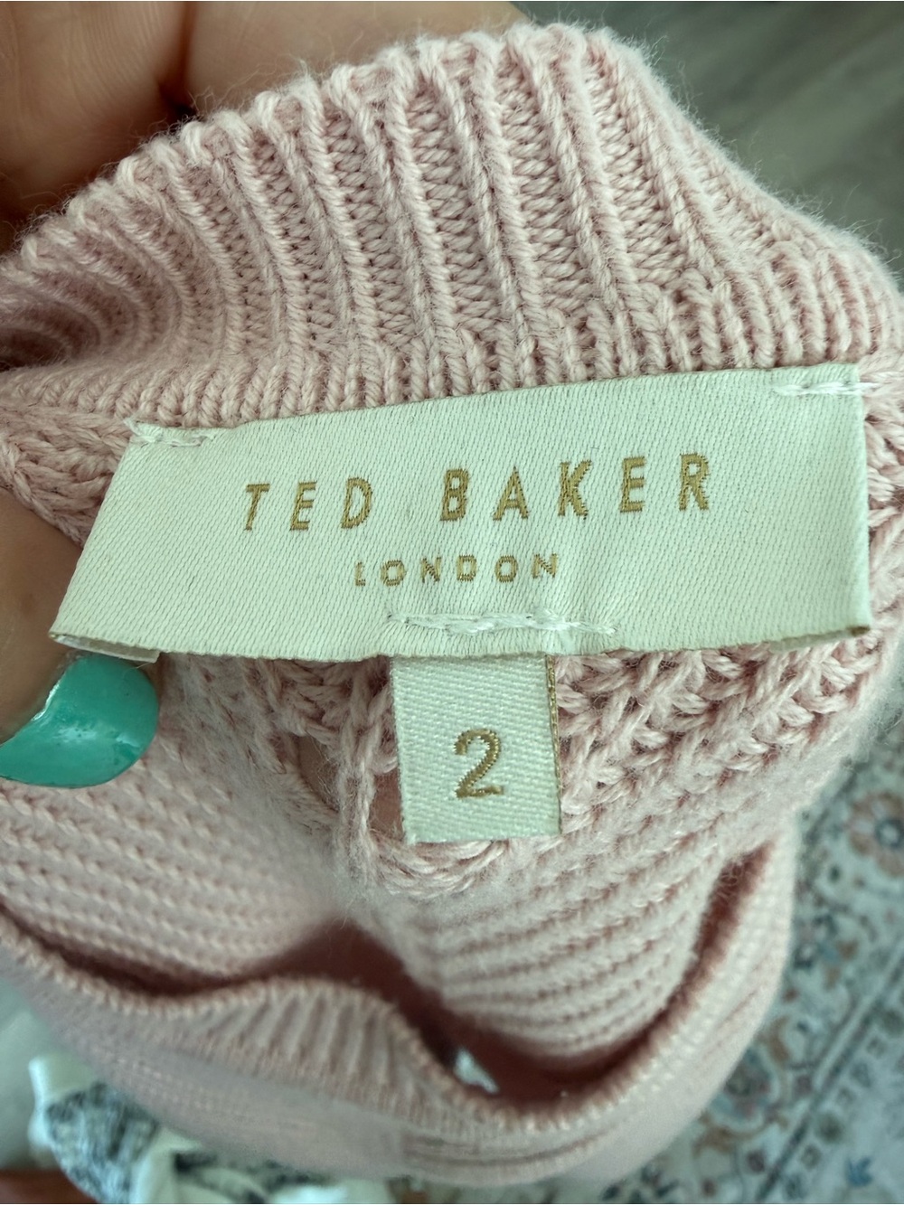 Ted Baker Light Pink Ribbed Knit Sweater